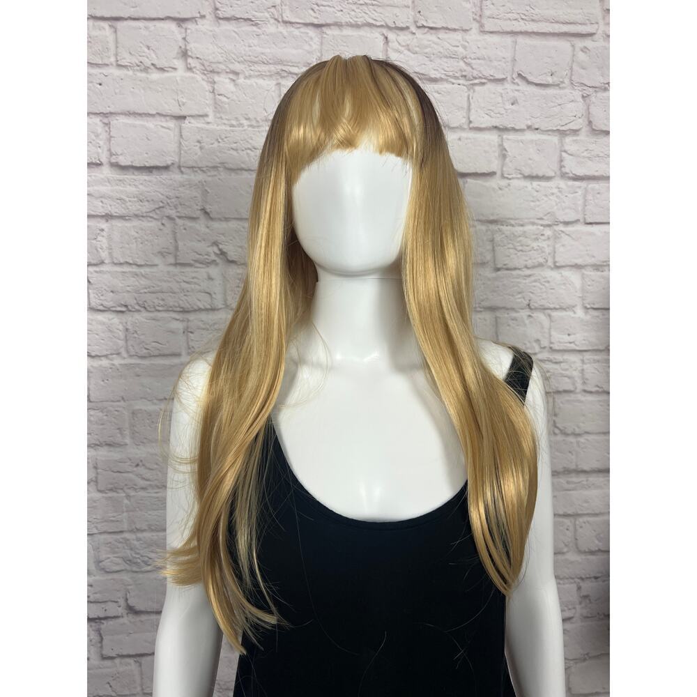Honey Blond with Medium Brown Lace Front Synthetic Wig